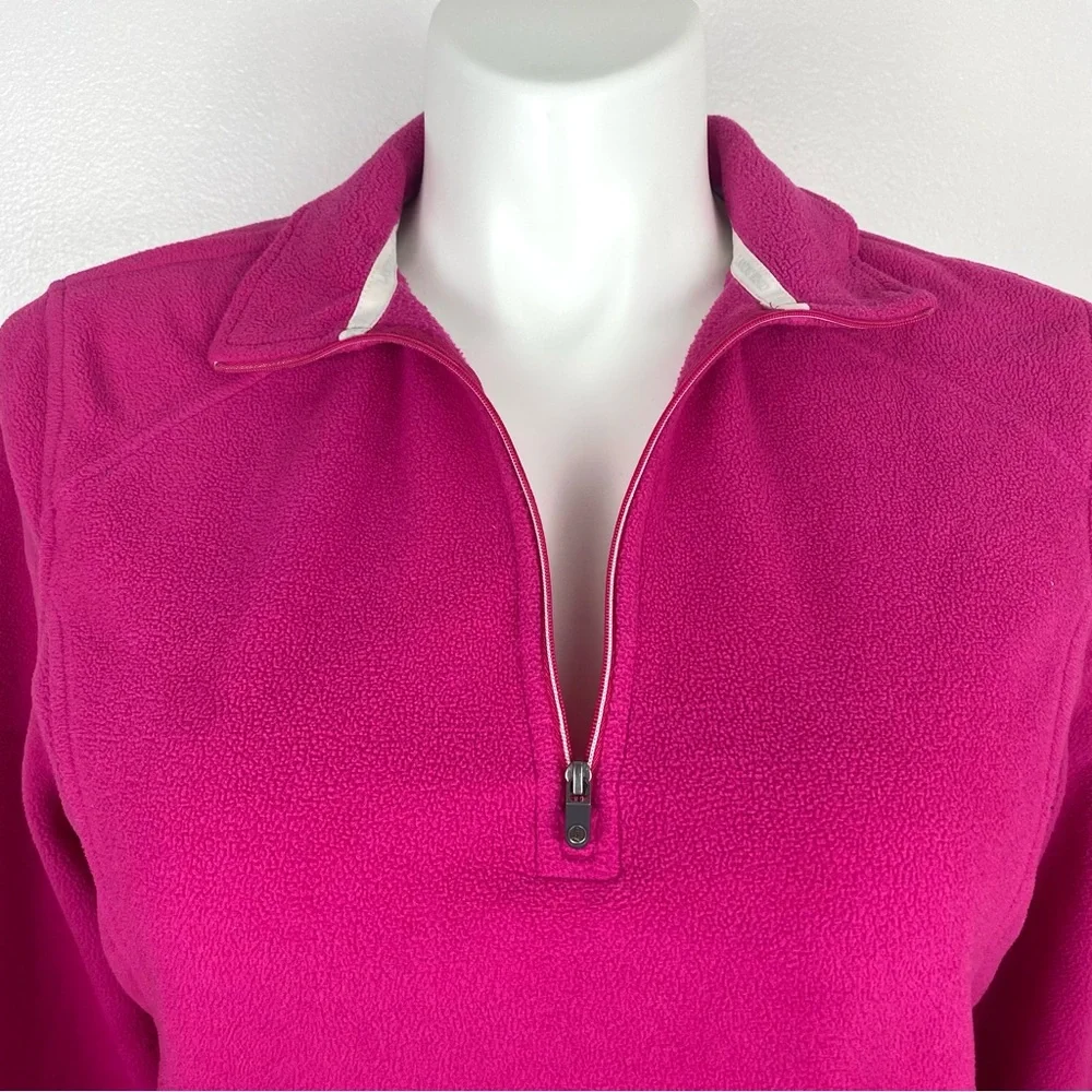 Lands End Pink Quarter Zip Fleece Polartec L - Picture 2 of 12